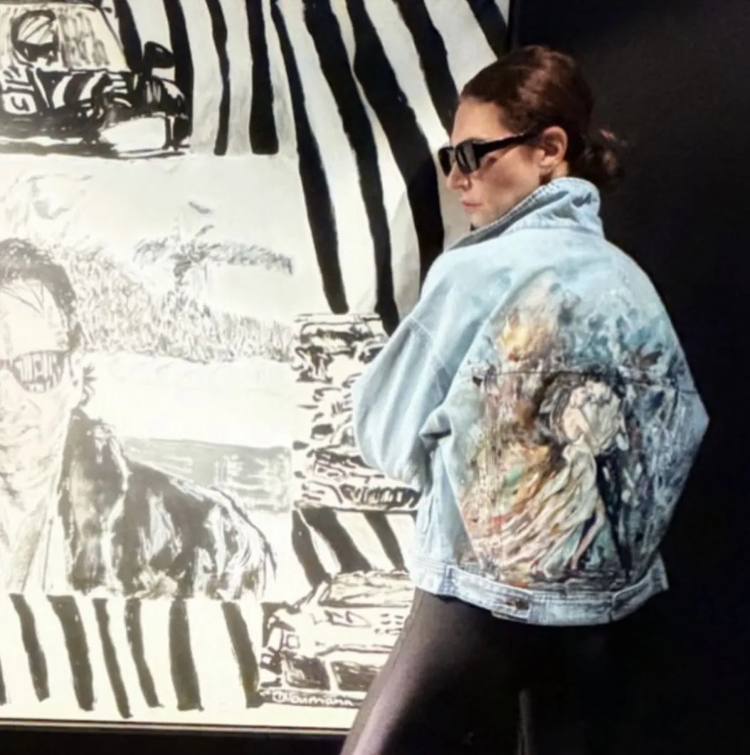 Hand-painted denim jacket, artistic detail